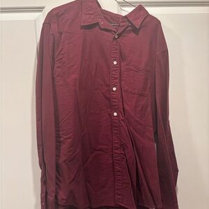 Burgundy Long Sleeve Button-Up Shirt